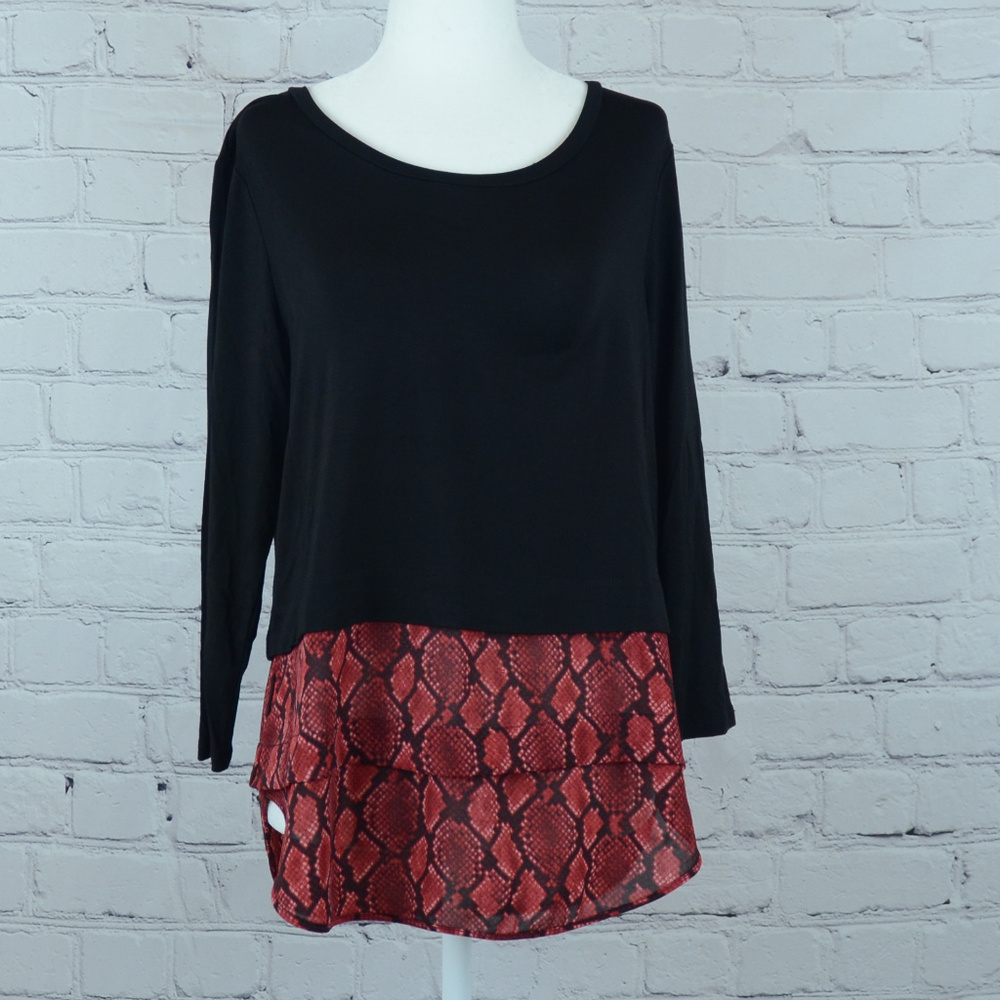 NWT MICHAEL KORS Layer Look Python Trim Top